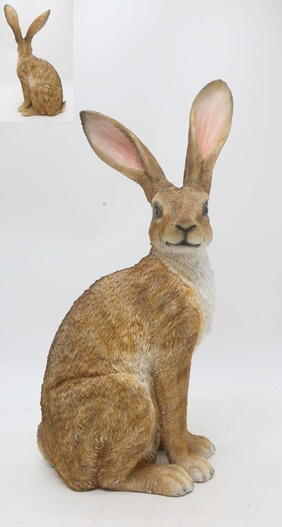 Figurka Zając brązowo-biały siedzący szczotkowany 53,5cm