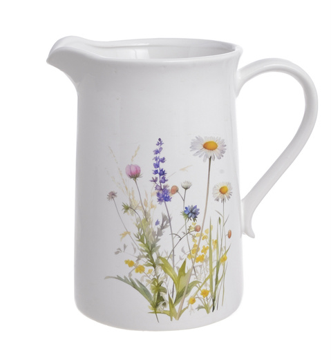 Dzbanek ceramiczny biały w polne kwiaty
