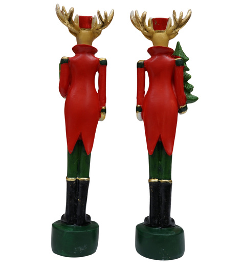 Renifer dekoracyjny ON w zielono-czerwonym mundurze 20,5 cm – 2 wzory