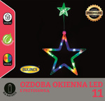 Gwiazda 11 LED ozdoba okienna na baterie multikolor 20x7cm