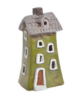 Domek Holenderski T-light krzywy, zielony, szary dach 23cm