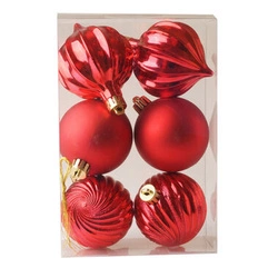 Bombki czerwone mix wzorów 6sztuk 6cm 