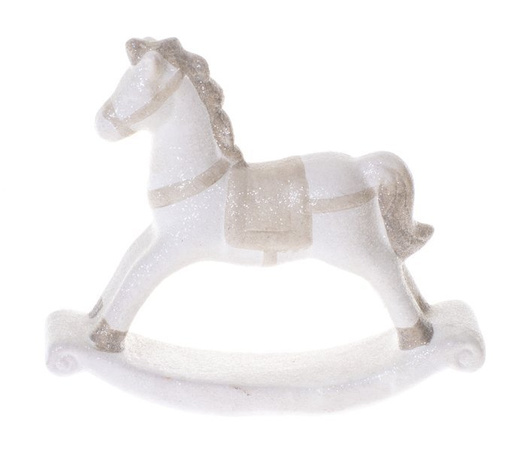 Koń na biegunach ceramiczny biały-beż 19x5,4x21