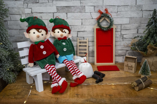 Zestaw dla Elfów 4 wzory drzwi/choinka/worek/drabina blister