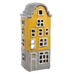 Domek kamienica 3 piętrowa T-light ceramika żółta