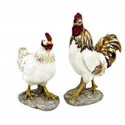 Figurka Kura biało-złote skrzydła na podstawce 18,5cm 