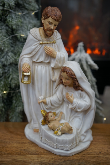 Szopka beżowo-złota święta rodzina 28x15x11,5cm