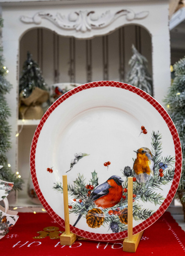 Talerz świąteczny Ptaszki na gałęzi w pudełku 27 cm