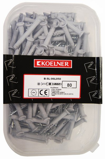 Kołek do wbijania bez kołnierza 6x50 mm 80 sztuk