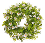 Wianek drobne kwiatki białe 35 cm