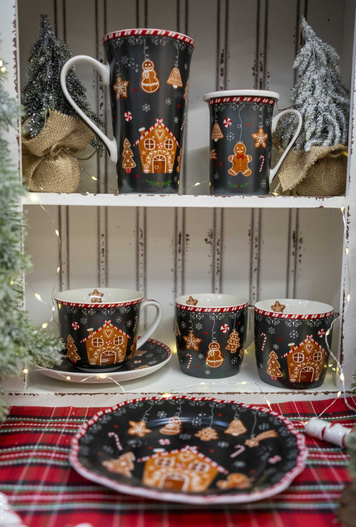 Kubek z zaparzaczem czarny w pierniki 300 ml