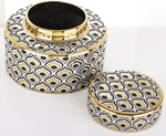 Pojemnik ceramiczny + pokrywka złoty wzór maroko 23x16cm