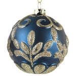 Bombka 1 sztuka 8cm granatowa złoty wzór połysk/mat 2wzory