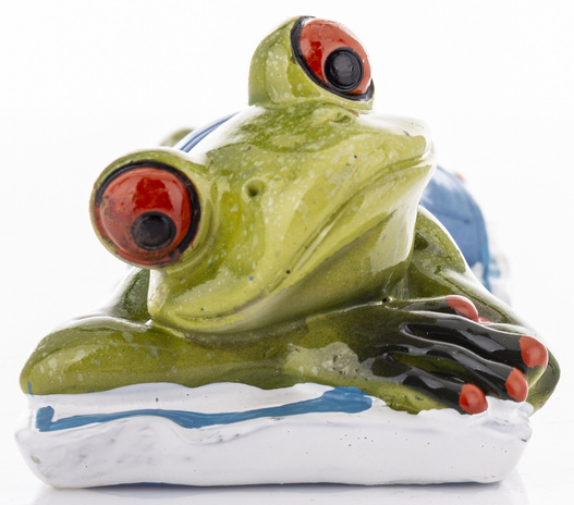 Żaba zielona ON opalajacy się na materacu 5x18cm