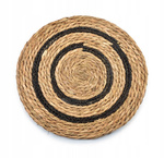 Mata stołowa okrągła z liści hiacynta beżowo-brązowa 38cm