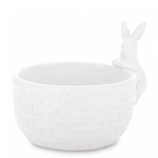Miska ceramiczna biała z  wchodzącym królikiem 11,5x15,5cm
