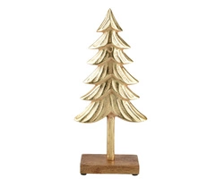 Choinka metalowa złota płaska podstawka mango 33cm