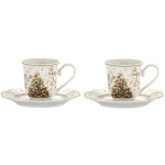 Filiżanki espresso ze spodkiem choinka czerwone bombki 90 ml 2 sztuki
