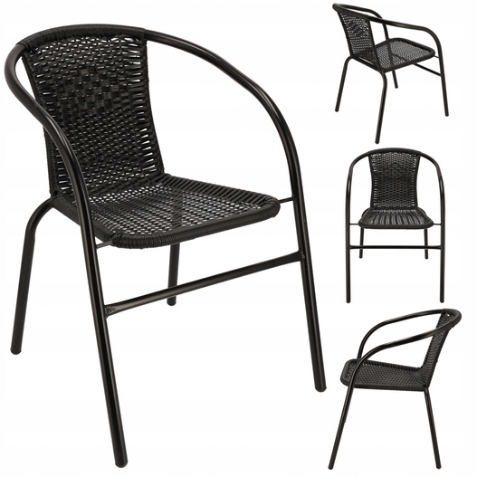 Fotel poliratanowy BISTRO czarny 53x60x73cm