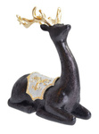 Figurka renifer czarny leżący ze złotym porożem