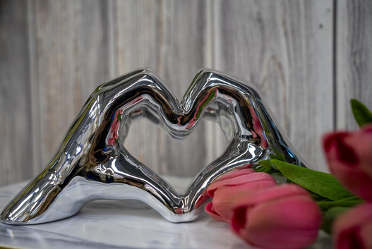 Dłonie ceramiczne srebrne 24x8x10,5cm