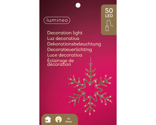 Płatek śniegu zew/wew LED złoty /ciepły biały 38 cm