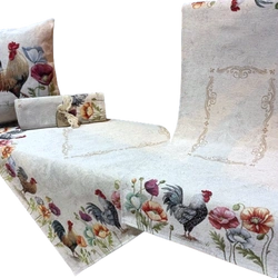 Bieżnik na stół EDEN Kogut i kwiaty 45x140cm Chenille 