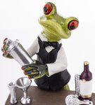 Figurka Żaba barman przy stoliczku 16cm
