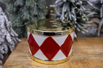Bębenek ceramiczny biało-czerwono-złoty 10,5cm