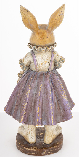 Figurka Królik ONA w fioletowej sukience z torebką 26cm