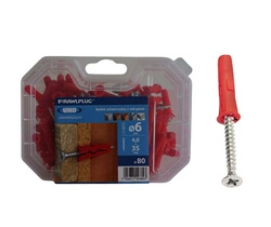 Kołek rozporowy uniwersalny UNO6x28mm z wkrętem 4x35mm 80szt