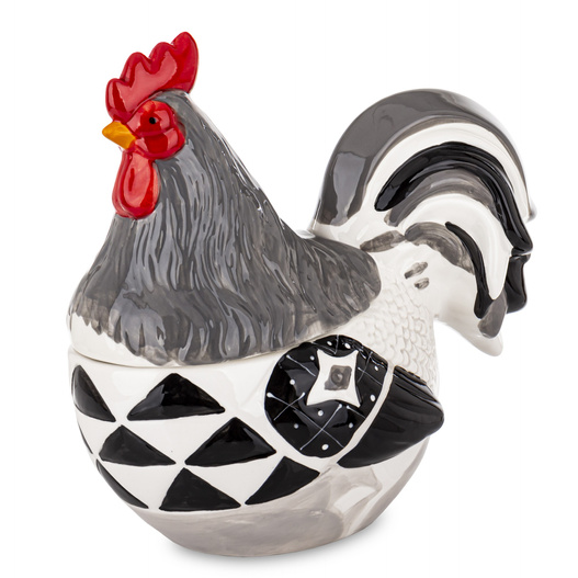 Kura z pokrywką biało-czarno-szara 26,5x26,5x14,5cm