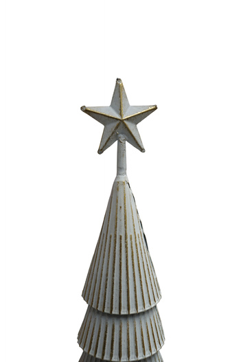 Choinka metalowa biała przecierana złotem 47,5 cm