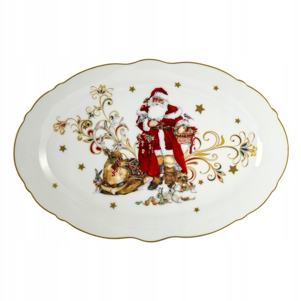 Półmisek ceramiczny Mikołaj/renifer 36x24cm