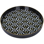 Taca okrągła czarno-biało-złoty wzór 37cm