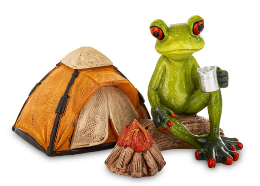 Żaba na biwaku przy namiocie i ognisku 9,5x16cm