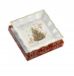 Patera 22cm Choinka czerwone bombki złoty rant