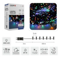 Lampki zewnętrzne/wewnętrzne 1000 Led multicolor zimny flash 50m+3m zasilacz
