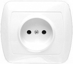 Pojedyncze gniazdo bez uziemienia Akord białe