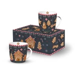 Kubki czarne w pierniki 350ml 2 wzory 2 sztuki