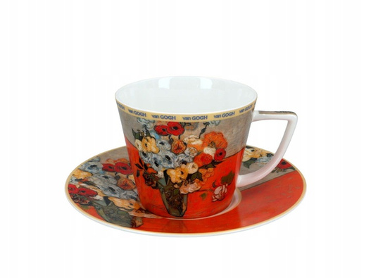 Van Gogh Filiżanka ze spodkiem 230ml + Kubek 400ml Róże i zawilce