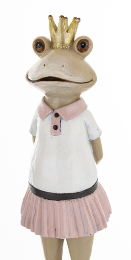 Figurka Żaba ON/ONA zielona biało-różowy strój 28cm 2wzory 1 sztuka
