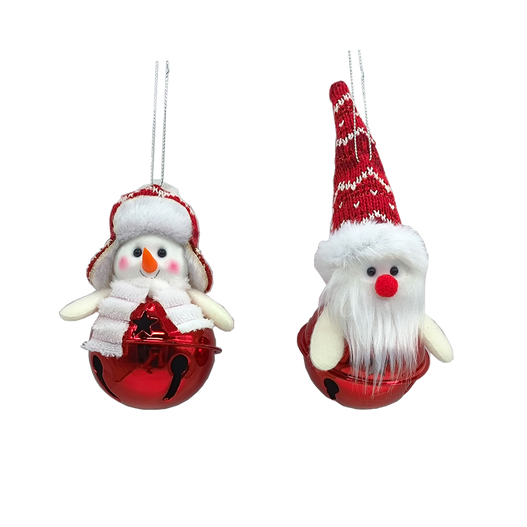 Zawieszka Bałwan/Mikołaj czerwono-białe na janczarze 12cm