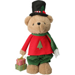 Miś pluszowy ON/ONA czerwona mikołajowa sukienka/ czarny cylinder 84cm