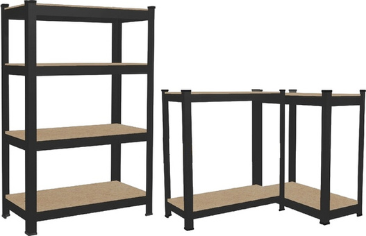Regał metalowy ocynkowany 1500x700x300cm 4-poziomowy 150kg czarny
