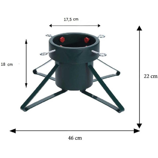 Stojak do choinki metal 4 ramienny max 2m zielony z pojemnikiem na wodę 1,8l 46cm