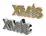 Napis ceramiczny złoty lub srebrny XMAS z choinką 21x9cm