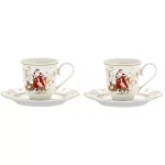 Filiżanki espresso ze spodkiem Mikołaj na saniach 90 ml 2 sztuki
