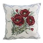 Poszewka na poduszkę 40x40cm maki szara lamówka Chenille