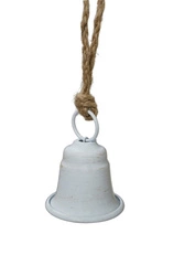 Dzwonek metalowy biały na sznurze 6×8 cm